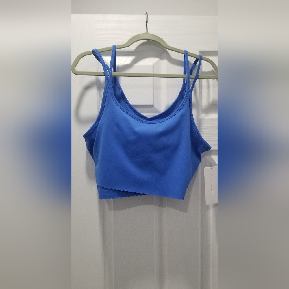 Danskin Blue Scalloped Hem Crop Top